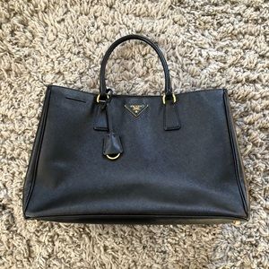 Prada Saffiano Black Leather Large Bag